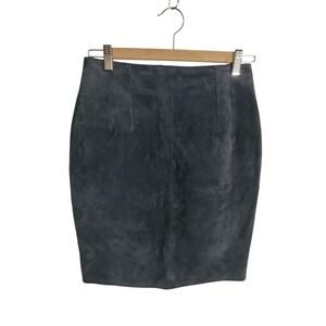 Vintage 90s The Limited Suede Leather Skirt  Dark Blue Size  8